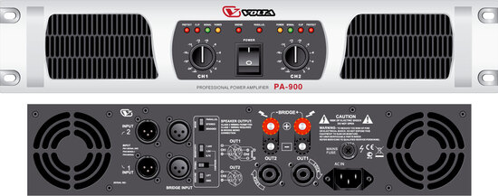 VOLTA PA-900 Усилитель мощности двухканальный. Мощность (8/4/2 Ом)  - 2х500 Вт/ 2х850 Вт/ 2х1300 Вт. 2U-19", 23кг - Звуковое и световое оборудование, музыкальные инструменты.